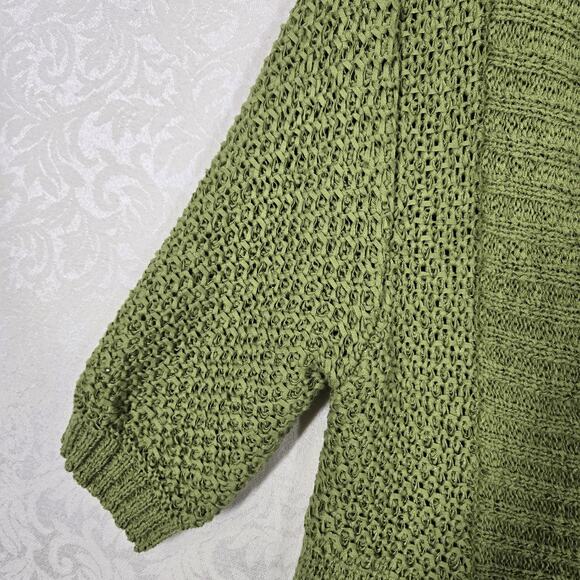 VTG Carole Little Cardigan Sweater sz XL* Green Half Sleeve 1 Button Front - Picture 6 of 14